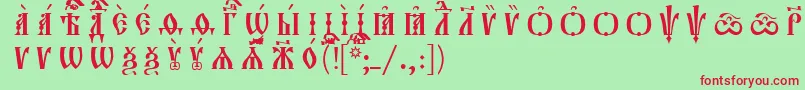 Orthodox.TtUcs8CapsР Р°Р·СЂСЏРґРѕС‡РЅС‹Р№-Schriftart – Rote Schriften auf grünem Hintergrund
